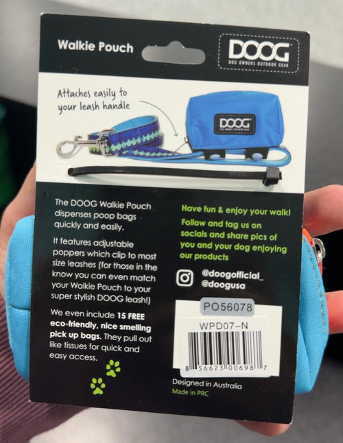 Blue & green neoprene DOOG poop bag holder