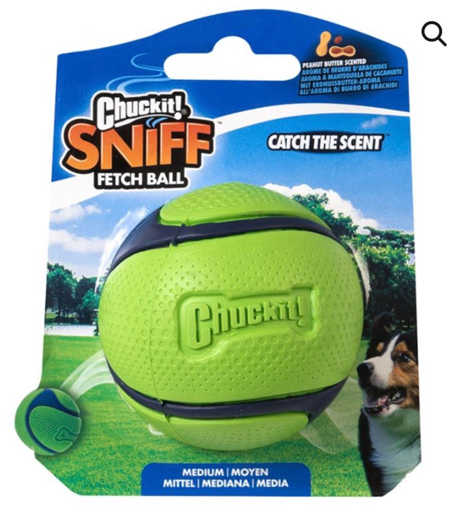 Chuckit Dog Sniff Fetch Ball Peanut Butter Medium