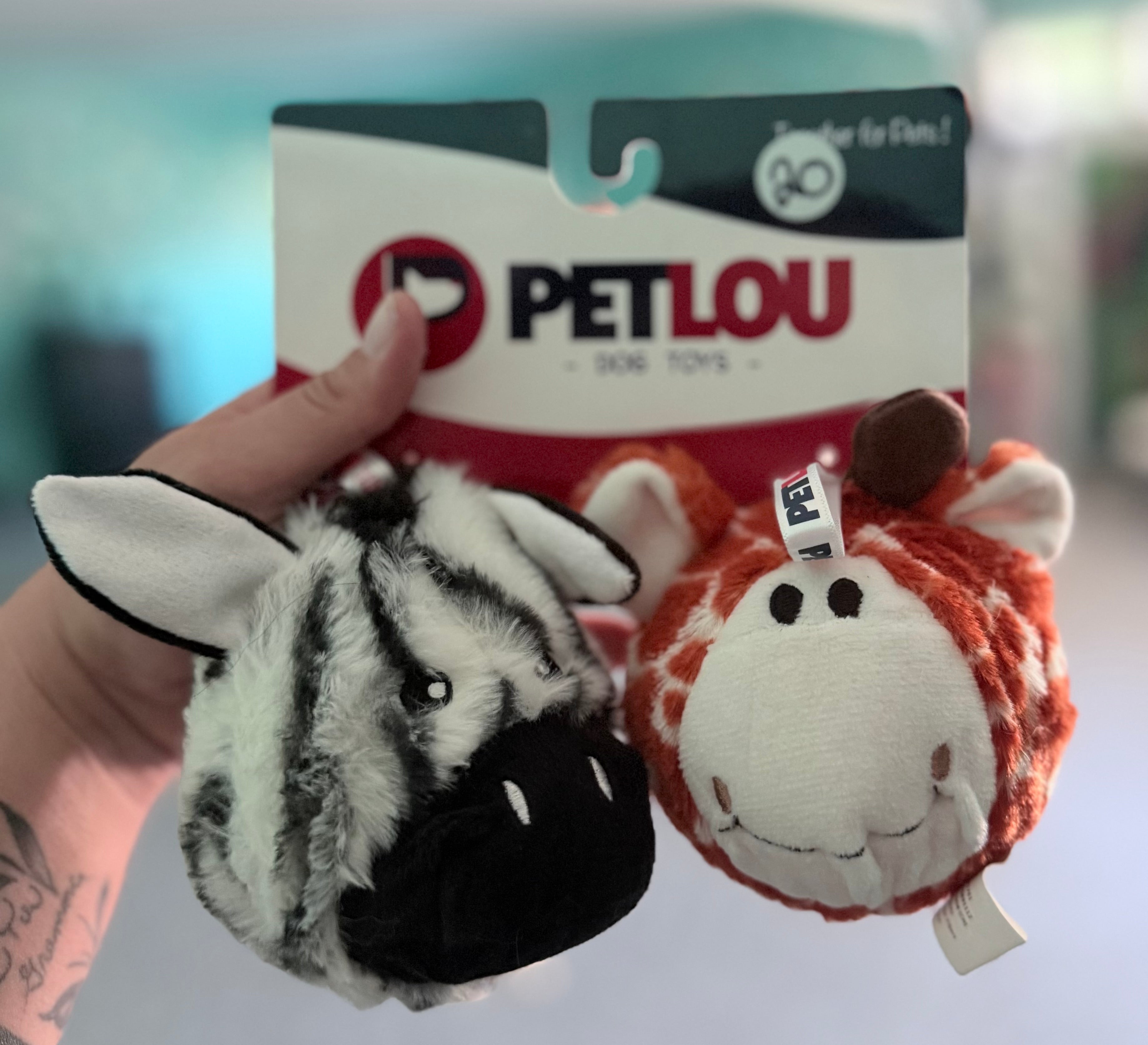 PetLou EZ Squeaker Giraffe & Zebra