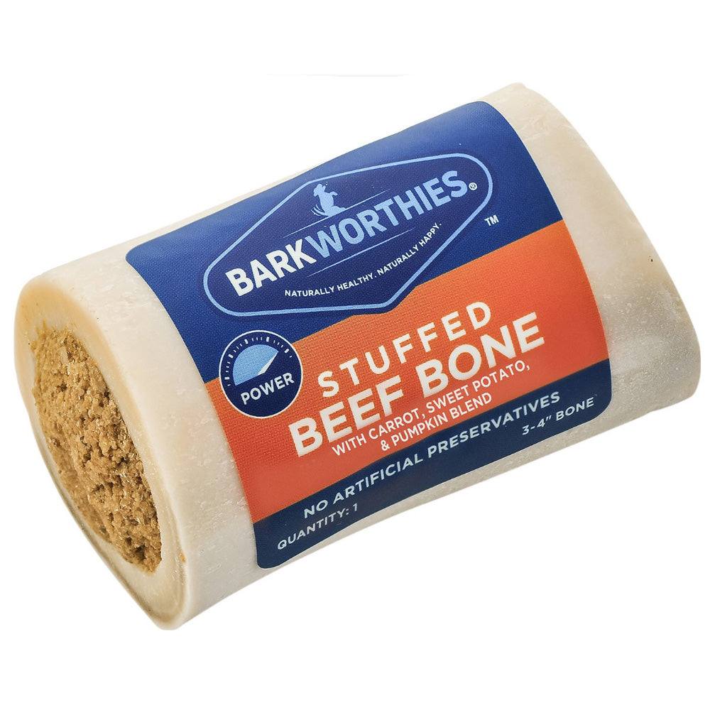 Barkworthies 3-4″ Shin Bone Stuffed w/Pumpkin, Sweet Potato, & Carrot