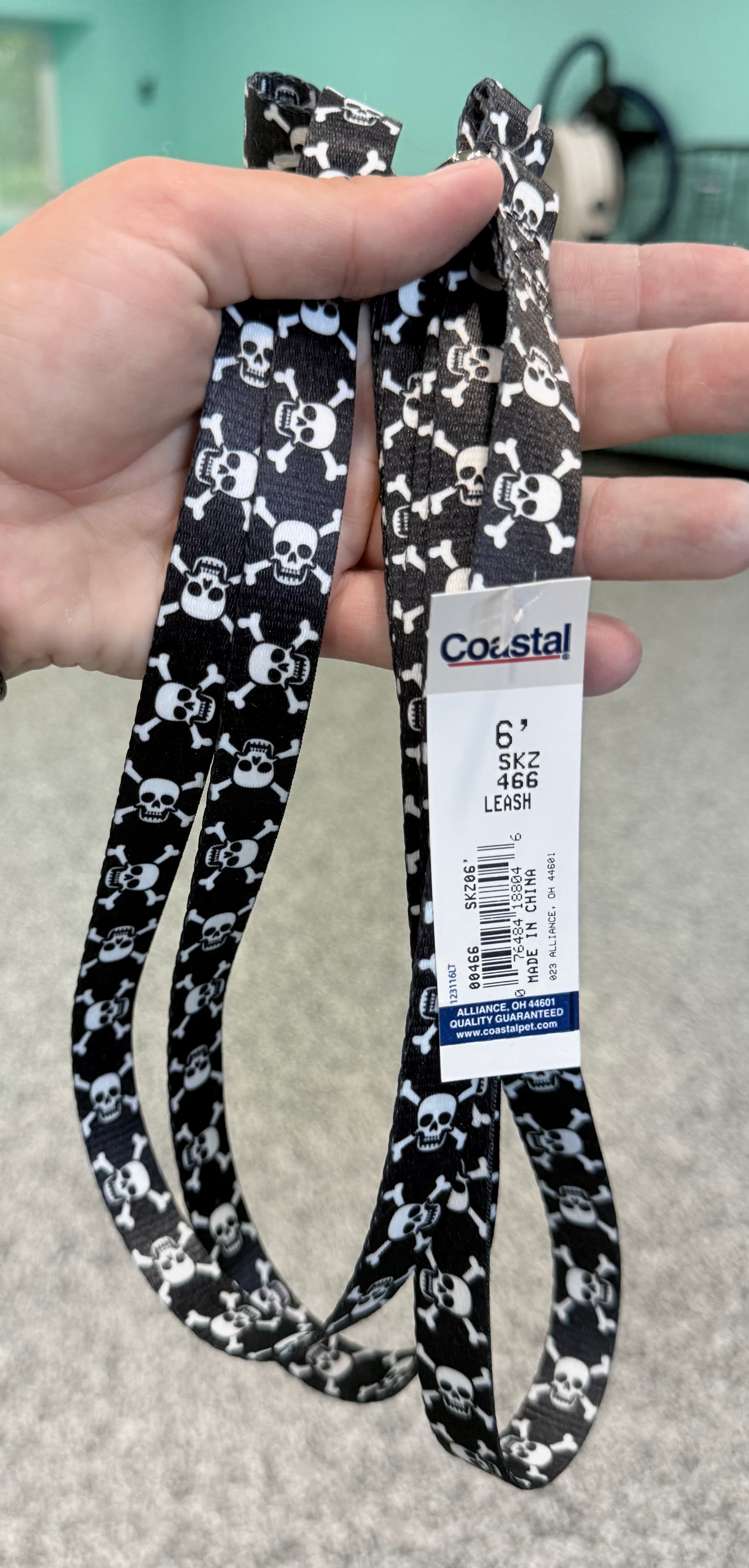 Black & White Skull Coastal 6 foot leash