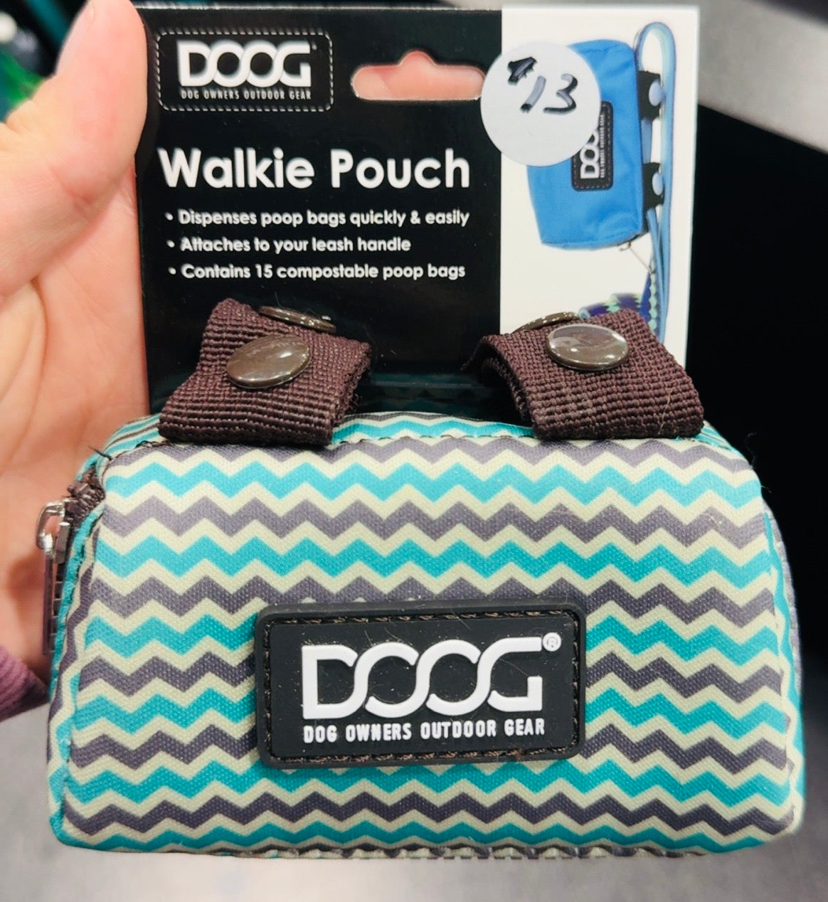 Blue & grey DOOG Neoprene poop bag holder