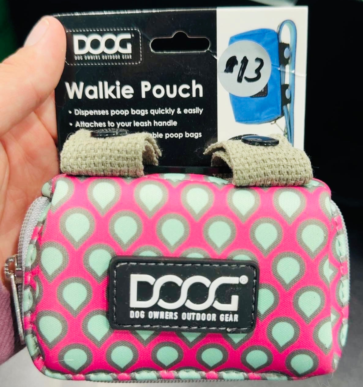 Pink & teal neoprene DOOG poop bag holder