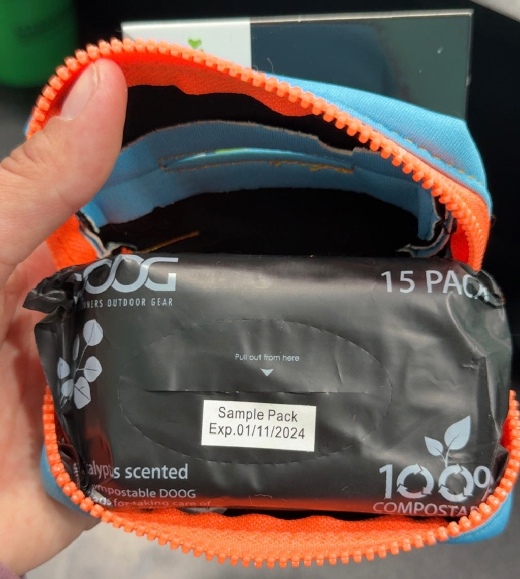 Blue & Orange Neoprene DOOG poop bag holder