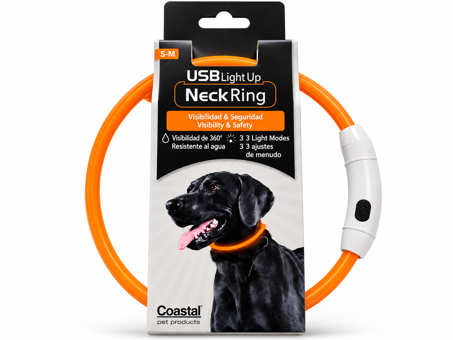 Small/Medium Coastal light up Collars ORANGE