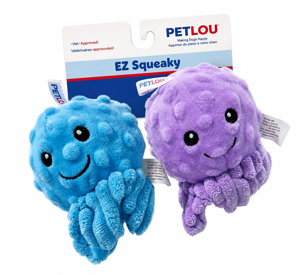 PetLou EZ Squeaker Octopus Duo