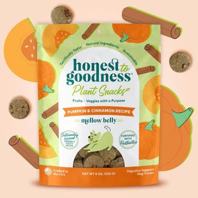 Honest To Goodness Plant Snacks Mellow Belly Pumpkin & Cinnamon Recipe Dog Treats 8oz