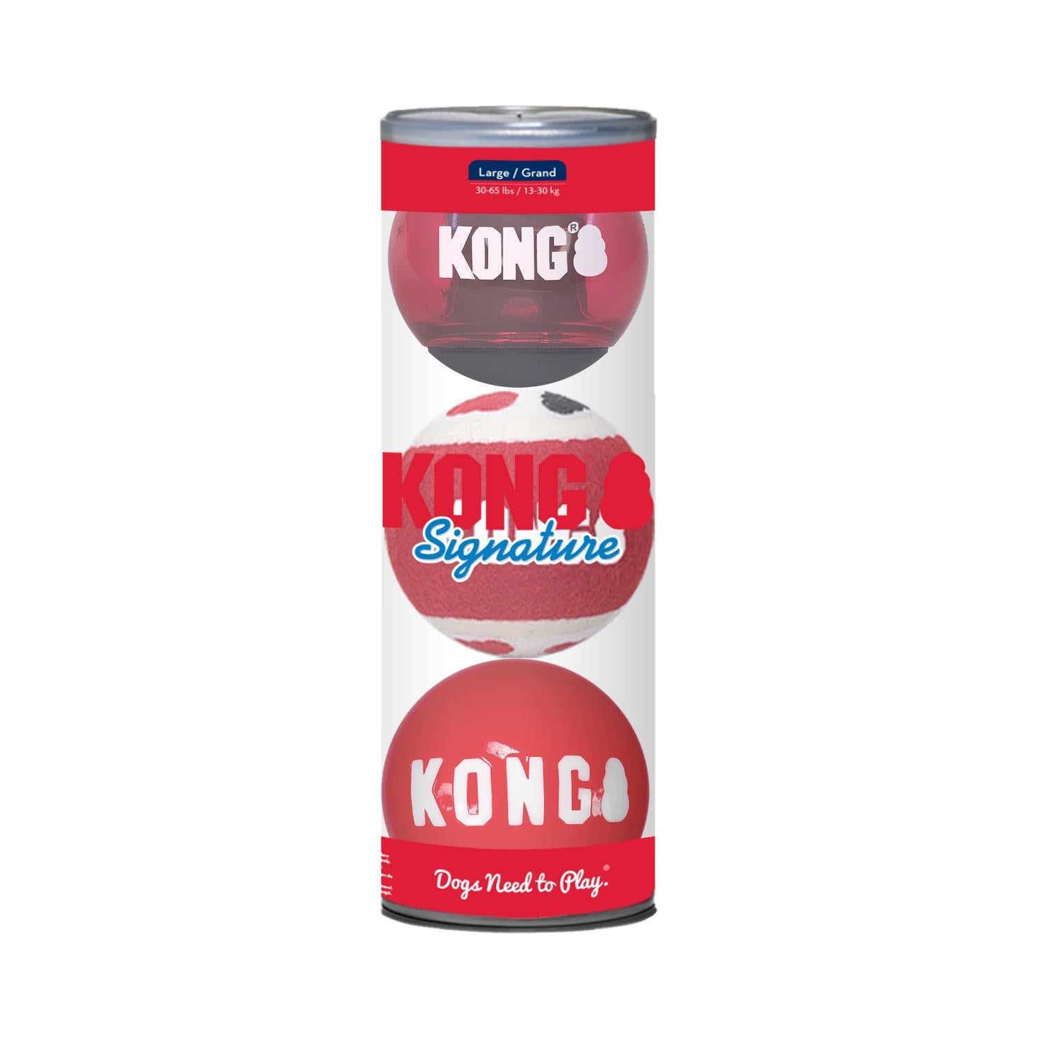 KONG Large Signature Balls Fetch Toy Assorted 3pk