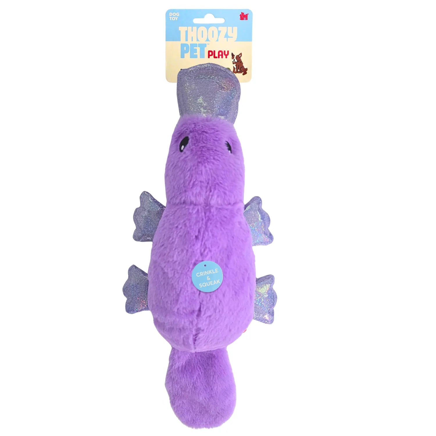 ThoozyPet Sea Life Platypus Plush Dog Toy Purple 10″