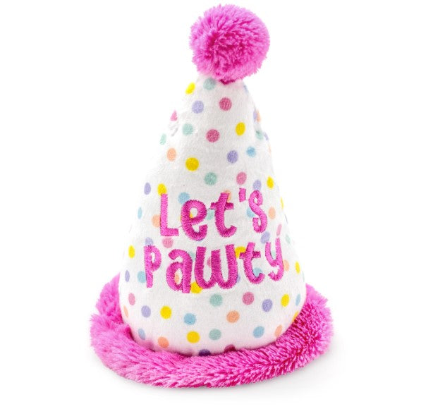 ThoozyPet Birthday Hat Pink Plush Dog Toy 7″